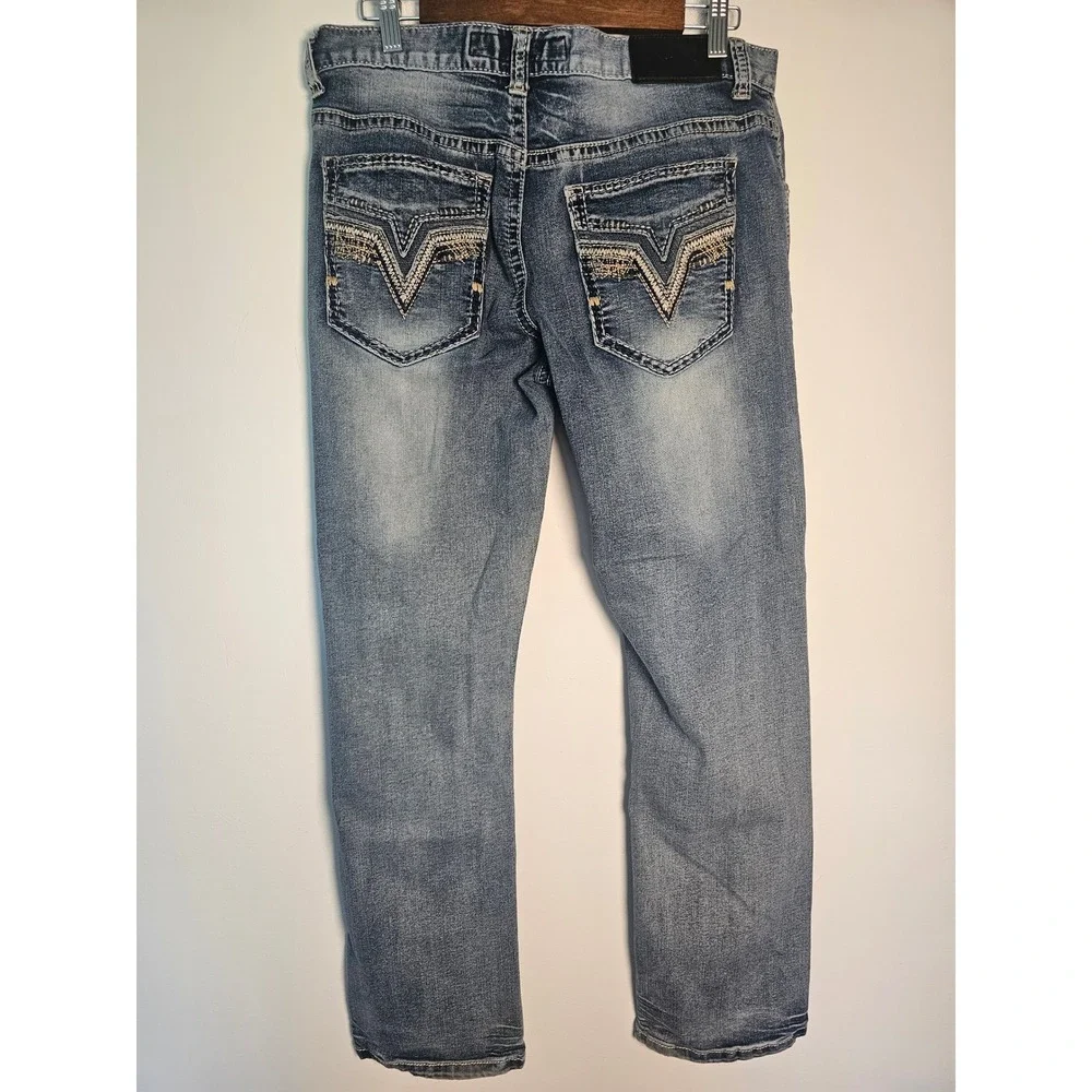 [Streetwear/Y2K] True Luck Jeans Mens 32x32 Blue Embroidered Pocket Straight